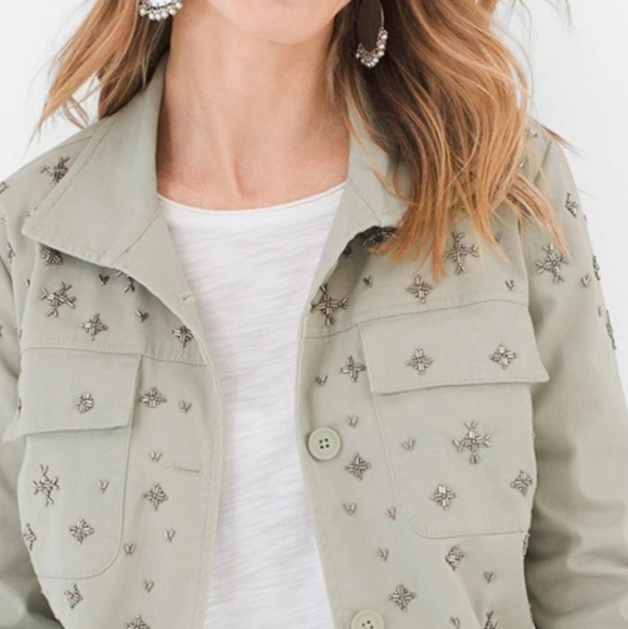 Chico's Beaded Utility Jacket NWT Size Small/4: (Chico's 0) - Picture 2 of 12